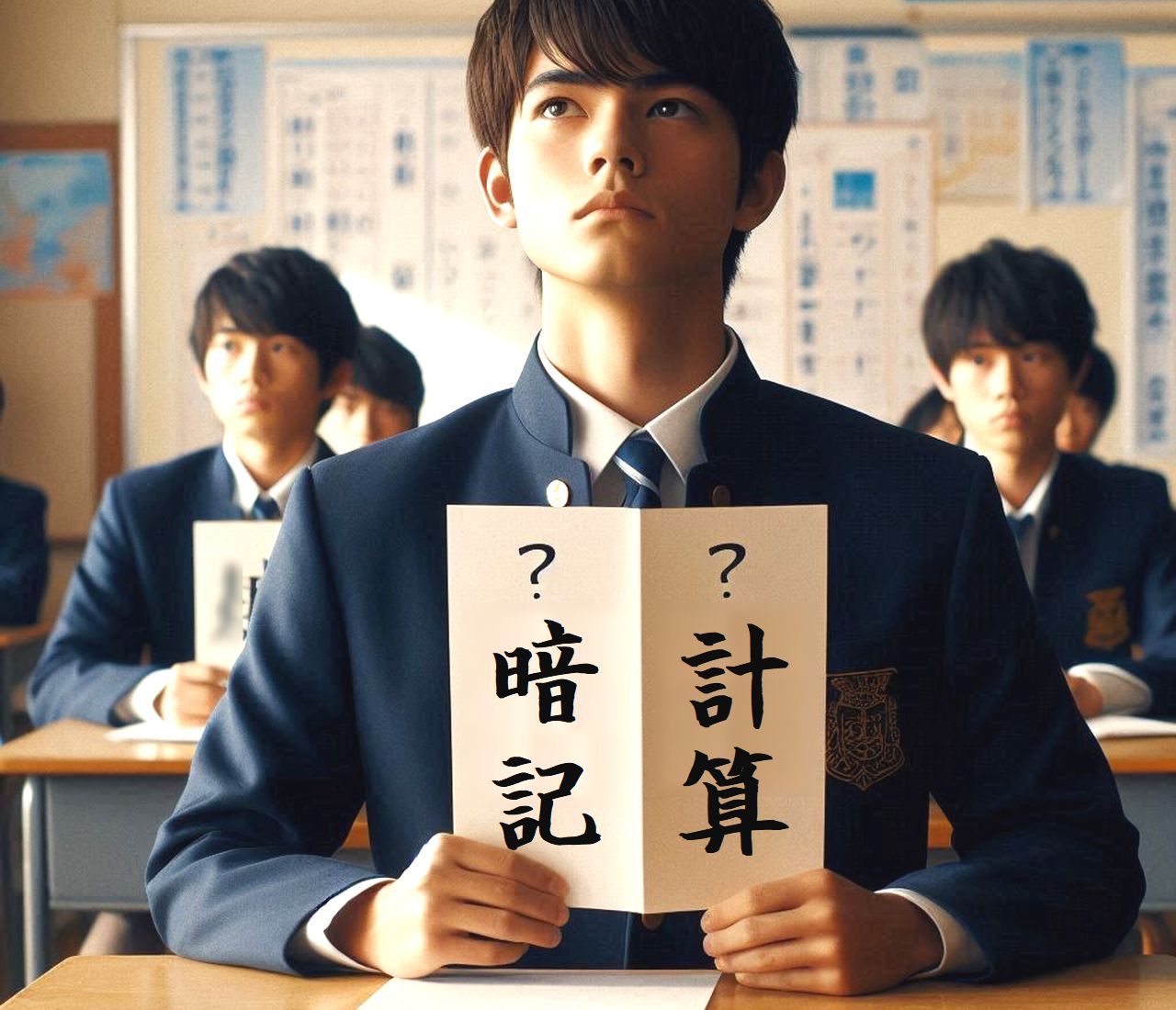 個別指導塾 新潟市 中央区 NOBINOBI 中学校 理科 勉強法 暗記 計算 重要度 迷う 男子 中学生 イメージ 画像
