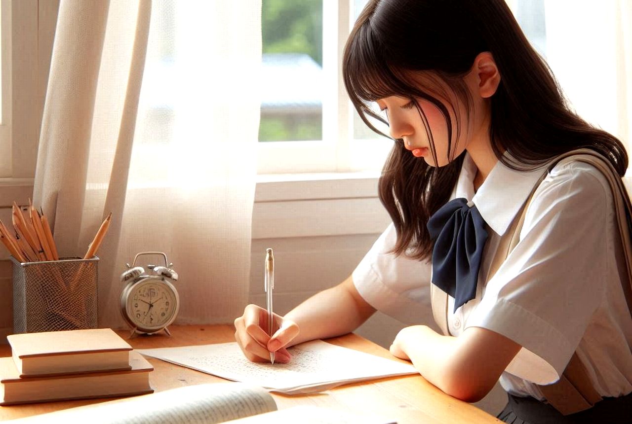 新潟市 中央区 個別指導塾 NOBINOBI 中学生向け 読書感想文 書き方 感想文 作成中 集中 中学生 イメージ画像