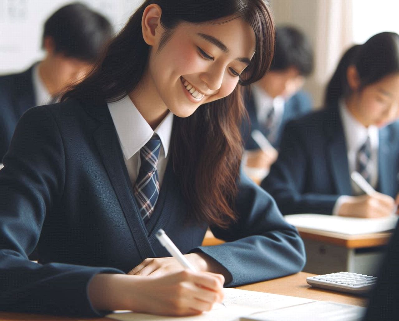 個別指導塾 新潟市 中央区 NOBINOBI 中学校 数学 連立方程式 式 立て方 挑戦中 笑顔 中学生 イメージ 画像